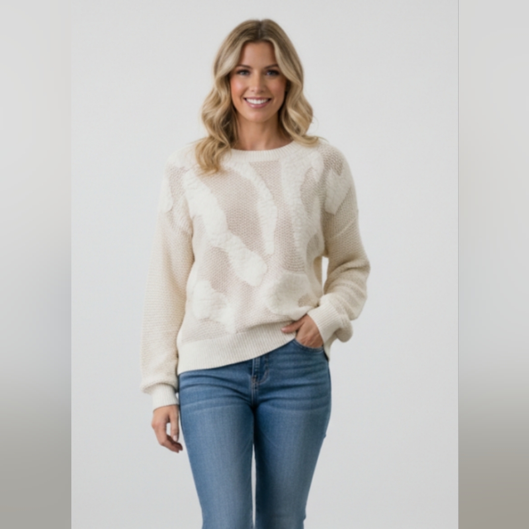 Aldo Martins Sidley Ivory Textured Knit Sweater Medium Nwt Merino Alpaca